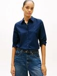 Tommy Hilfiger Hemdbluse STRETCH REGULAR LS SHIRT mit gesticktem Tommy Hilfiger Logo,