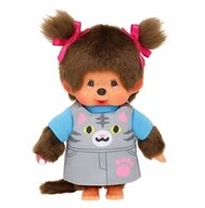 Monchhichi Pl&uuml;schfigur M&auml;dchen im Katzen-Kleid mit Z&ouml;pfen 20 cm Monchhichi Puppe