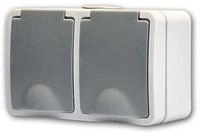McPower Aufputz-Steckdose FIX Doppelsteckdose horizontal IP54 250V~/16A