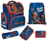 Familando Schulranzen SPIDER-MAN Schultasche ab der 1. Klasse, Blau (Set, 5-tlg.,
