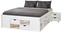 Inter Link Funktionsbett Till 140x200, aus Massivholz, mit Rollrost und Nachtkommode,