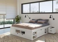 Inter Link Funktionsbett Till 180x200, aus Massivholz, mit Rollrost und Nachtkommode,