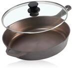 Mahlzeit Grillpfanne Polierte Gusseisenpfanne mit Deckel, &Oslash; 25 cm, Bratpfanne,