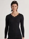 CALIDA Langarmshirt Silky Wool Joy Spitze, atmungsaktiv, V-Ausschnitt,