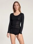 CALIDA Langarmshirt True Confidence Rundhals, Feinripp, atmungsaktiv, Wellensaum