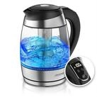 Arendo Wasserkocher Teekocher aus Glas & Edelstahl mit Temperatureinstellung und