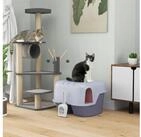 PawHut Katzentoilette mit Deckel, Sieb, Schaufel, geschlossen Katze Toilettenhaus,