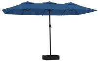 vidaXL Markise vidaXL Doppel-Sonnenschirm mit LED-Leuchten Azurblau 449x265 cm