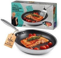 Rachs KOCHWERK Bratpfanne Edelstahl-Pfanne 24cm mit Wabenstruktur,...