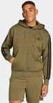 Sweatjacke ADIDAS SPORTSWEAR "ESSENTIALS 3-STREIFEN", Herren, Gr. S, gr&uuml;n (olive
