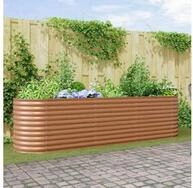 vidaXL Hochbeet, Hochbeet Braun 320 x 80 x 81 cm Stahl