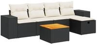 vidaXL Gartenlounge-Set 6-tlg. Garten-Sofagarnitur mit Kissen Schwarz Poly...