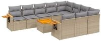 vidaXL Gartenlounge-Set 11-tlg. Garten-Sofagarnitur mit Kissen Beige Poly...