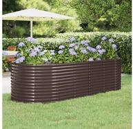 vidaXL Hochbeet, Hochbeet Pulverbeschichteter Stahl 249x100x68 cm Braun