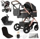 bergsteiger Kombi-Kinderwagen Nizza 3 in 1 Kinderwagen, Auto-Babyschale & Isofix