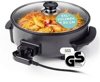 GOURMETmaxx Elektrische Pfanne 1500W metallic schwarz 30cm mit Deckel und Trenner,