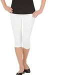 Trigema Leggings TRIGEMA Leggings 3/4 mit Kristallsteinen (1-tlg) wei&szlig; XXXL