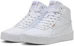 Sneaker PUMA "CARINA 3.0 MID", Damen, Gr. 37, wei&szlig; (puma wei&szlig;, puma gold), Leder,