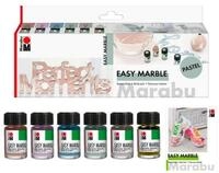 Marabu Bastelfarbe EASY MARBLE SET PASTELL, 15 ml, 6er-Set
