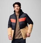 Steppjacke COLUMBIA "POWDER PASS HOODED JACKET", Herren, Gr. M, schwarz (canoe,