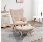HOMCOM Relaxsessel Loungesessel mit Hocker, Armlehnstuhl mit Holzbeine,...
