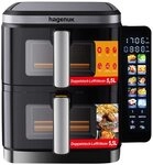 Hagenuk Hei&szlig;luftfritteuse Doppelkammer, 12 Liter DUAL ZONE, Sichtfenster, mit