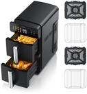 Arendo Hei&szlig;luftfritteuse mit 2 Kammern &Uuml;bereinander, XXL Doppelkammer Airfryer 11L,