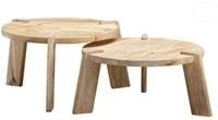 Wohnling Satztisch Couchtisch Set Rund Holz Massiv Wohnzimmertisch 2 teilig
