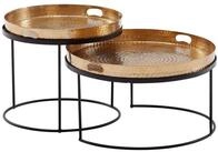 Wohnling Satztisch Couchtisch 2er Set Metall Tabletttisch Gold Sofatisch Tisch...