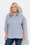 Ulla Popken Hemdbluse Bubble-Bluse Streifen Hemdkragen 3/4-Arm