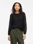 Vila Blusenshirt VIMIKA O-NECK L/S TOP - NOOS schwarz M (38)