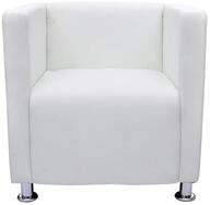 vidaXL Sessel, Clubsessel Wei&szlig; Kunstleder