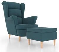 vidaXL Ohrensessel, mit Hocker Blau Samt