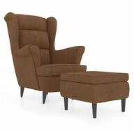 vidaXL Ohrensessel, mit Hocker Braun Samt