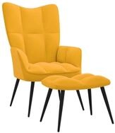 vidaXL Relaxsessel, Sessel mit Hocker Senfgelb Samt