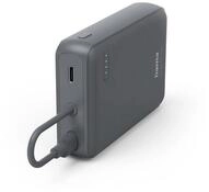 Hama Powerbank mit integriertem USB-C-Kabel, 10000 mAh, 2x USB-C, grau Powerbank,