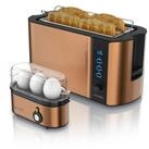 Arendo Fr&uuml;hst&uuml;cks-Set (2-tlg), 4-Scheiben Langschlitz Toaster, 3er Eierkocher,