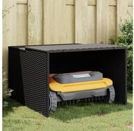 vidaXL M&auml;hroboter-Garage, M&auml;hroboter-Garage Schwarz 86x90x52/57 cm Poly Rattan