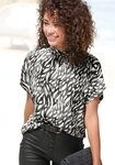 LASCANA Kurzarmbluse mit schmalem Stehkragen und Alloverdruck Blusenshirt mit...