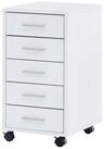 Wohnling Rollcontainer Holz Rollen Standcontainer 33x63x38cm Wei&szlig; Schreibtischc