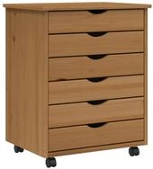 vidaXL Rollcontainer, Rollschrank mit Schubladen MOSS Honigbraun Massivholz...