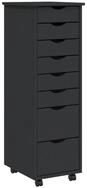 vidaXL Rollcontainer, Rollschrank mit Schubladen MOSS Grau Massivholz Kiefer