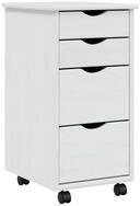 vidaXL Rollcontainer Rollschrank mit Schubladen MOSS Wei&szlig; Massivholz Kiefer,...