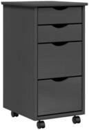 vidaXL Rollcontainer, Rollschrank mit Schubladen MOSS Grau Massivholz Kiefer