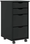 vidaXL Rollcontainer Rollschrank mit Schubladen MOSS Schwarz Massivholz Kiefer,...