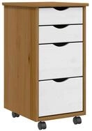 vidaXL Rollcontainer Rollschrank mit Schubladen MOSS Honigbraun Massivholz...