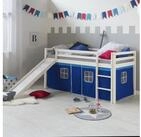 Homestyle4u Hochbett Kinderbett 90x200 Spielbett Jungen Wei&szlig; Blau Rutsche...