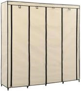 vidaXL Kleiderschrank NA Kleiderschrank Stoffschrank mit 4 F&auml;chern Creme...