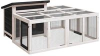 vidaXL Kleintierstall, Kaninchenstall Grau 144x123x67,5 cm Massivholz Kiefer