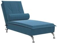 vidaXL Chaiselongue Massage-Chaiselongue mit Nackenrolle Blau Samt, 1 Teile